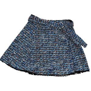 Lovers + Friends Aiden Blue Multi Tweed Belted Mini Skirt Medium